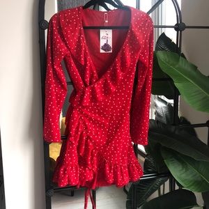 Red wrap dress with star print #nwt